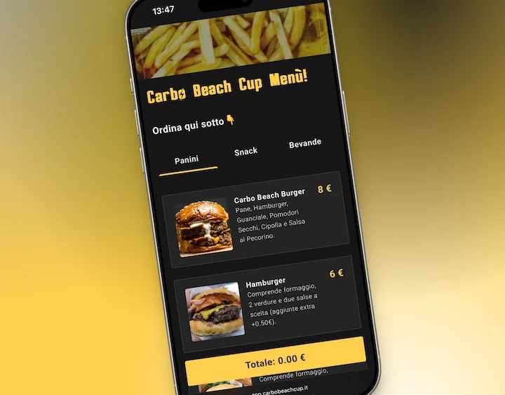 Anteprima del progetto Carbo Beach Cup – App Mobile